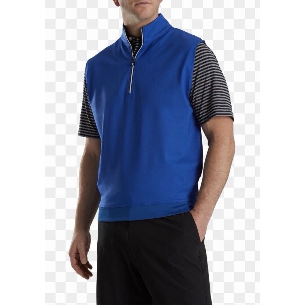FOOTJOY 1/2 Zip Pullover Golf Vest Men XL Blue Gilet Mock Neck Performance
